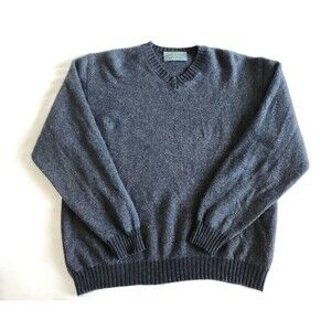 ​Dalmine Men's Luxury Italian Wool Cashmere Sweater Charcoal Blue Size Large EUC